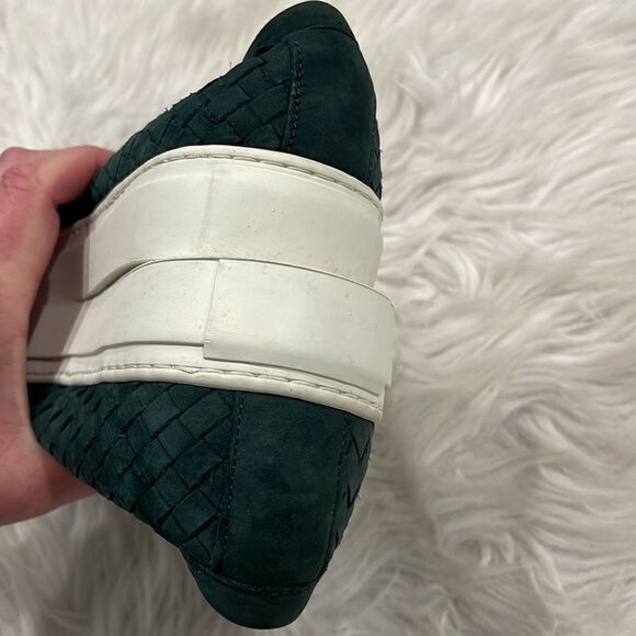 M Gemi Cercio Green Leather Basket Weave Slip On Sneaker Sz 37 1/2 - Picture 15 of 16